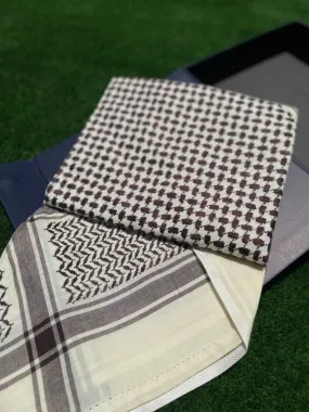 وشاح كوفية بني داكن وكريمي للجنسين