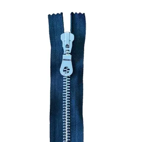 12" Metal Closed End Zip - Silver Teeth, Chunky Puller
