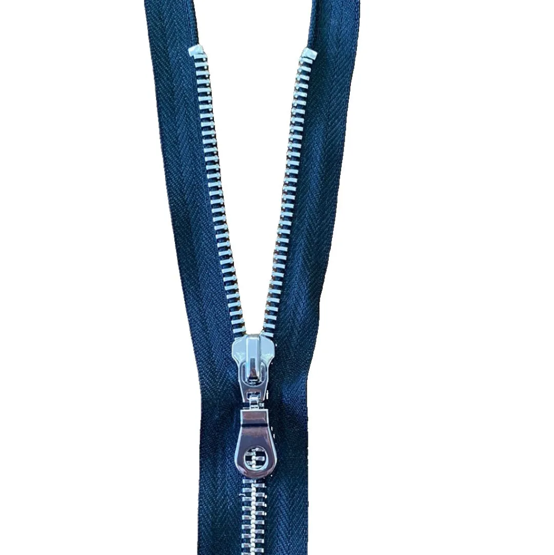 12" Metal Closed End Zip - Silver Teeth, Chunky Puller