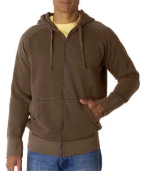 1564 Chouinard Adult Heavyweight Frayed Full-Zip Hooded Sweatshirt Brown Dirdye