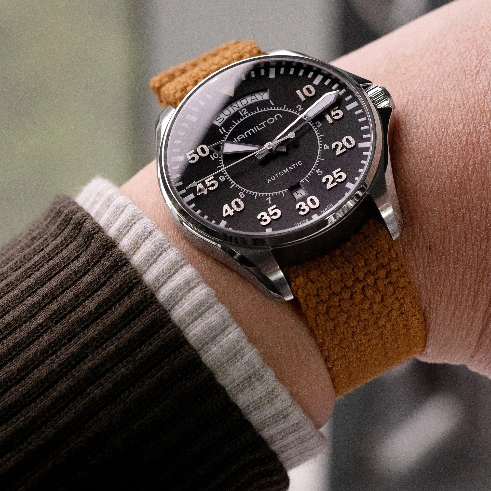 19mm Japanese Heavy Cotton Canvas Watch Strap, Light Brown
