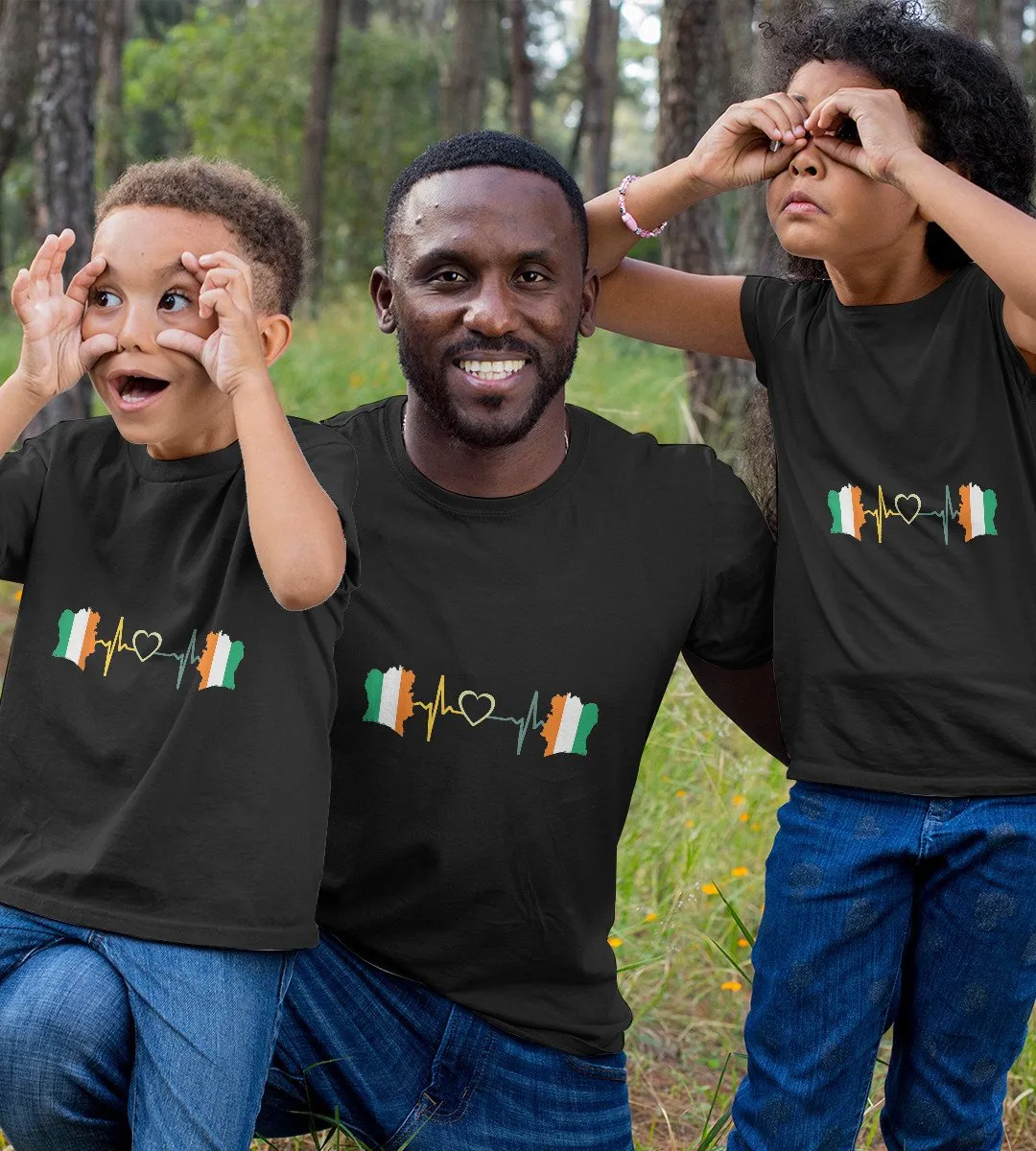 1sttheworld T-Shirt - Cote D'Ivoire Flag Ivory Cost Heartbeat T-Shirt Black A35