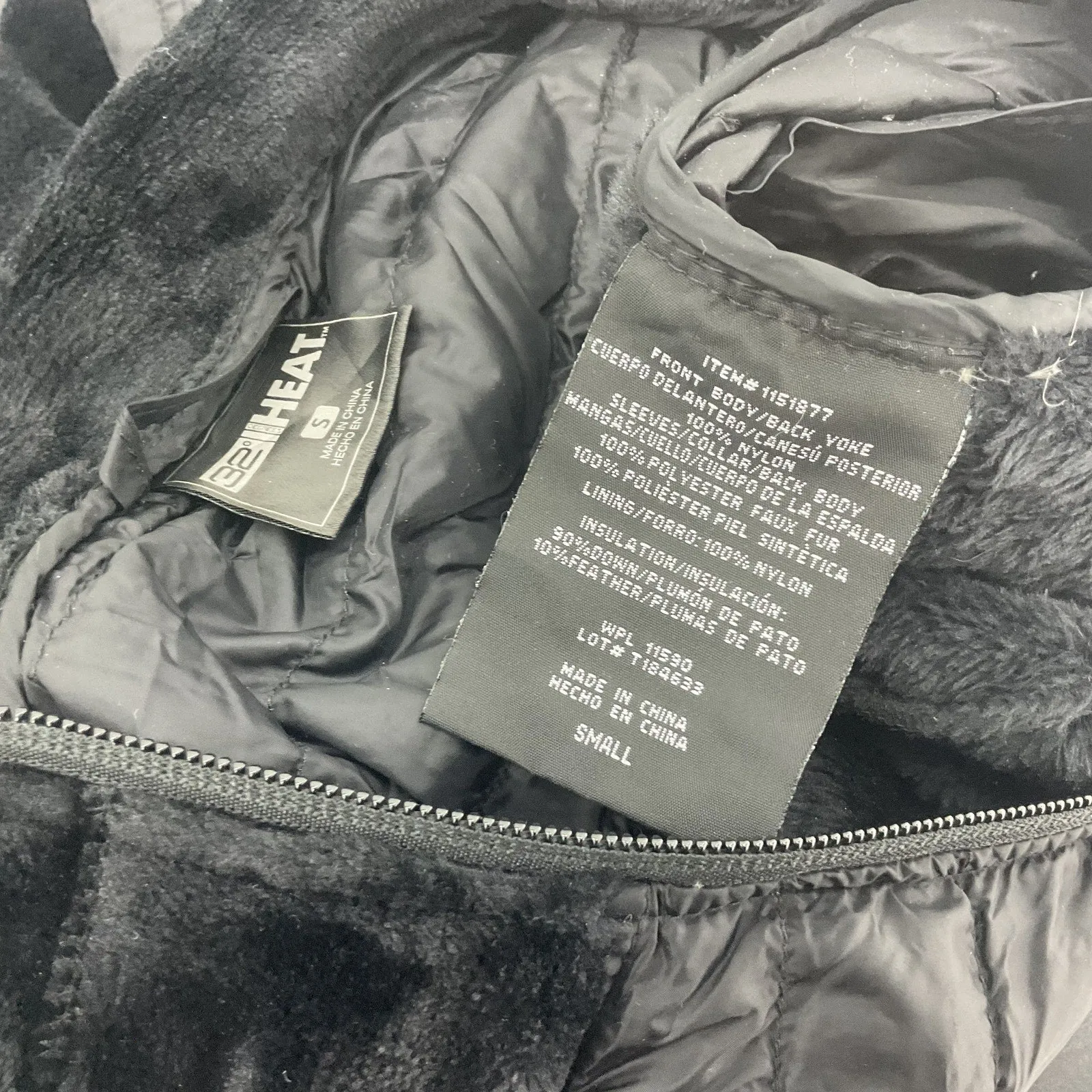 32 Degrees Heat Black Nylon Zip-Up Puffer Jacket Women's Size Small Preowned