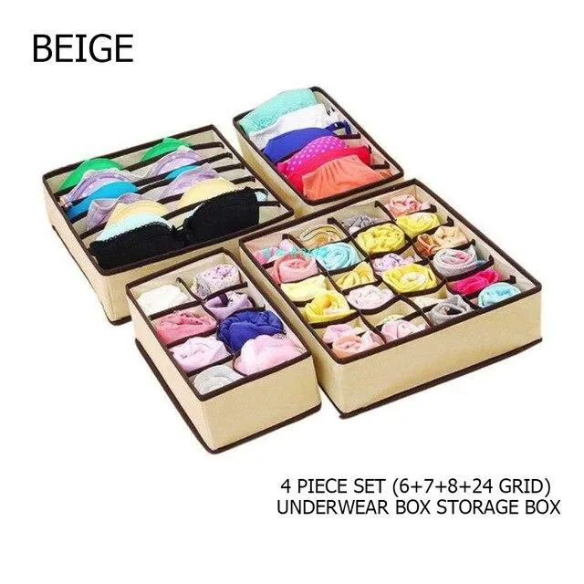 4Pcs/Set Collapsible  Storage Drawer Closet Organizer Underwear, Socks.Scarfs