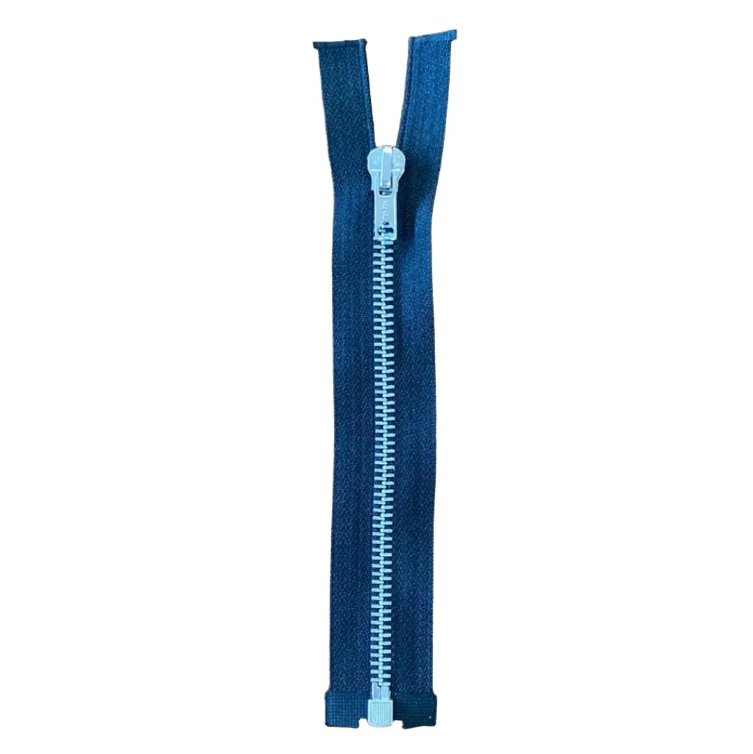 7" Metal open End Zip - Silver Teeth, Normal Puller