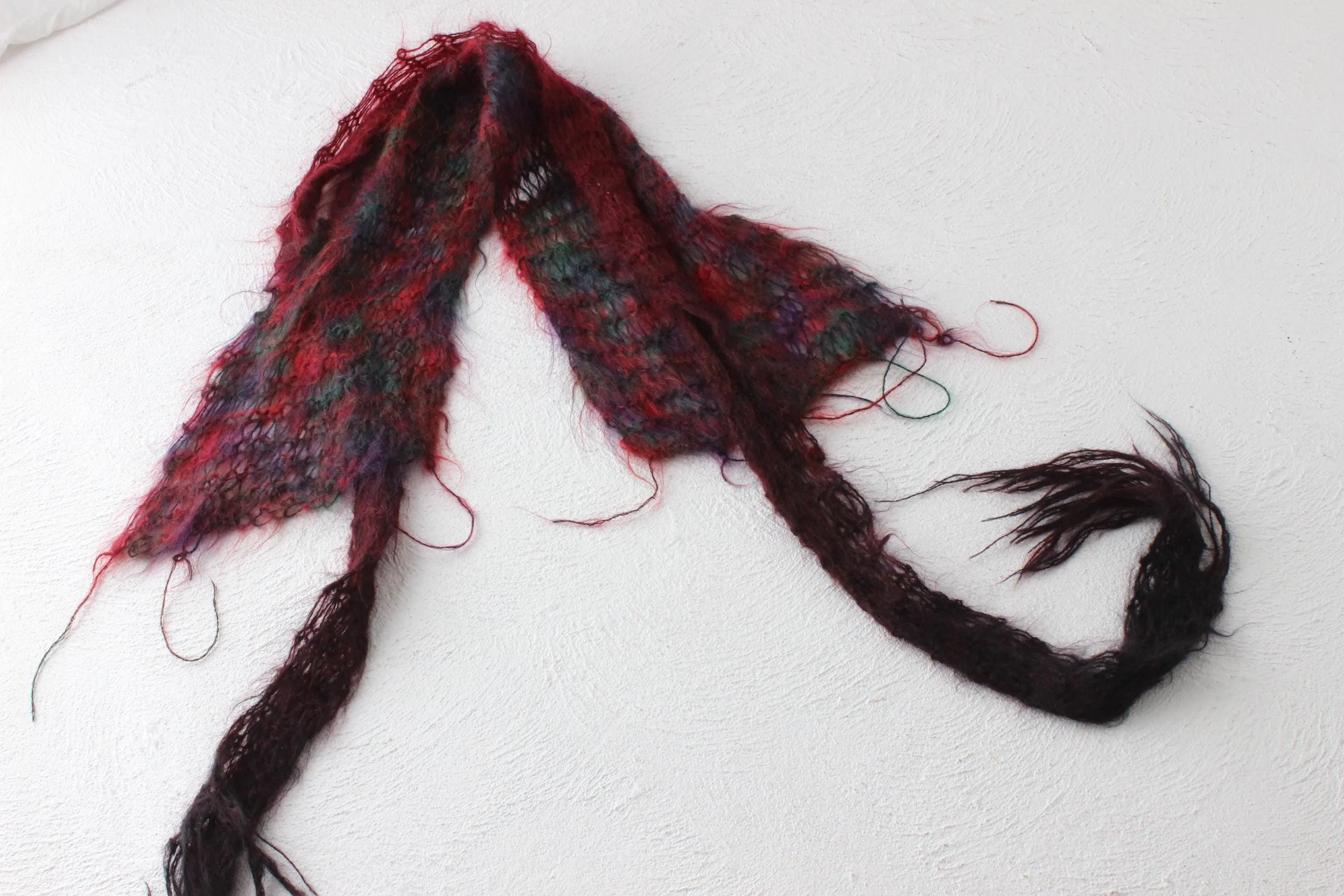 80s Mohair Hand Knit Kate Bush Scarf Duo