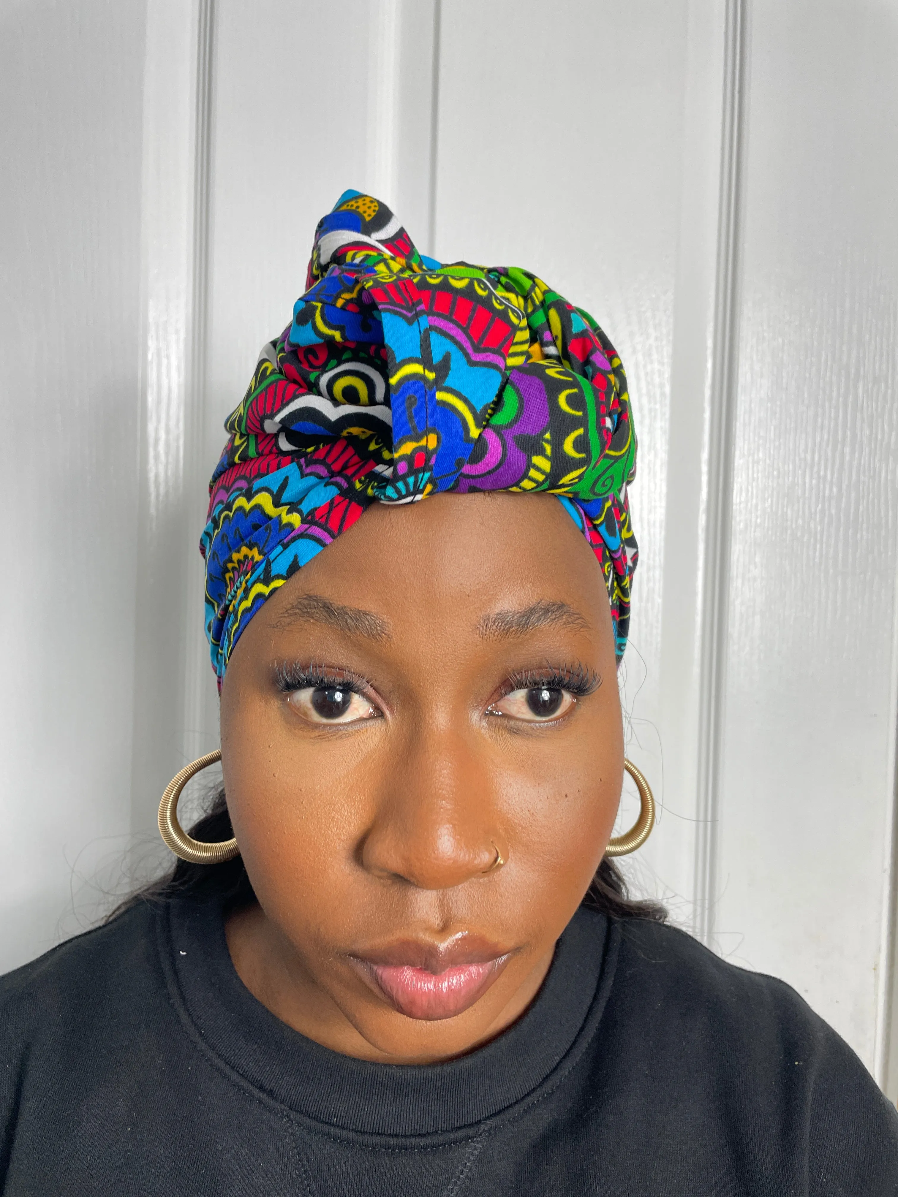 Adiza Blue and Green multicolored Ankara Headwrap/Scarf