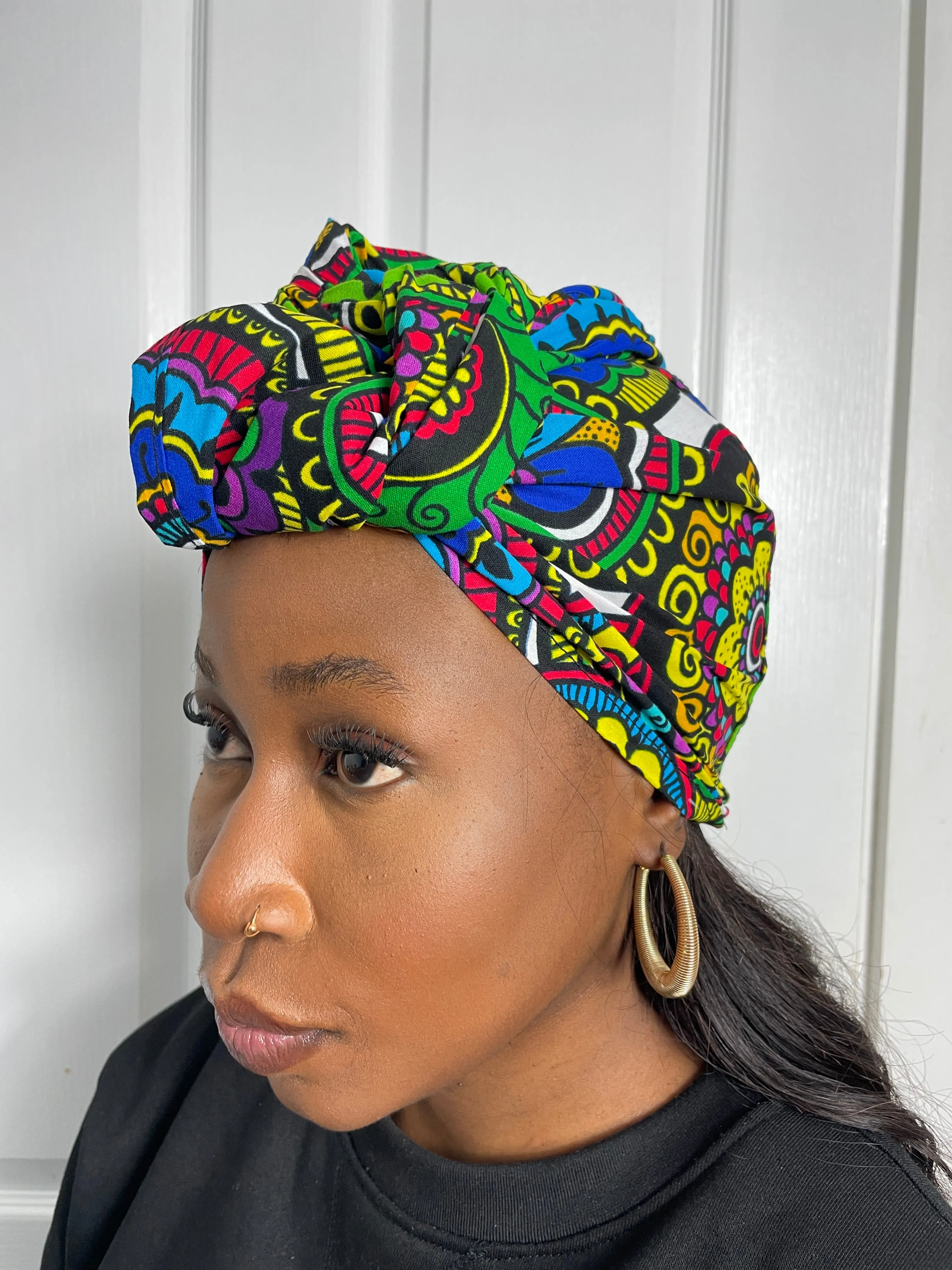 Adiza Blue and Green multicolored Ankara Headwrap/Scarf