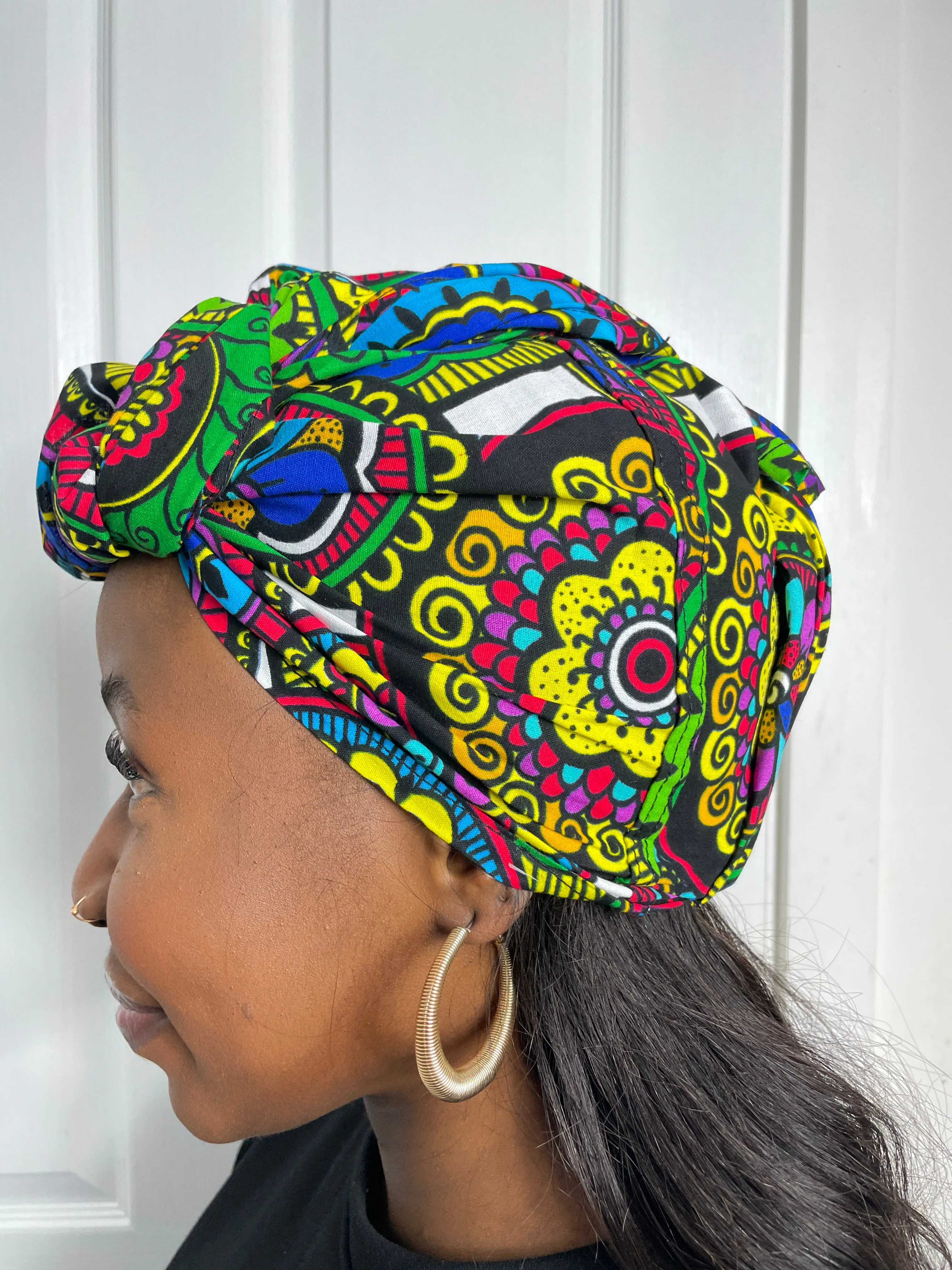 Adiza Blue and Green multicolored Ankara Headwrap/Scarf