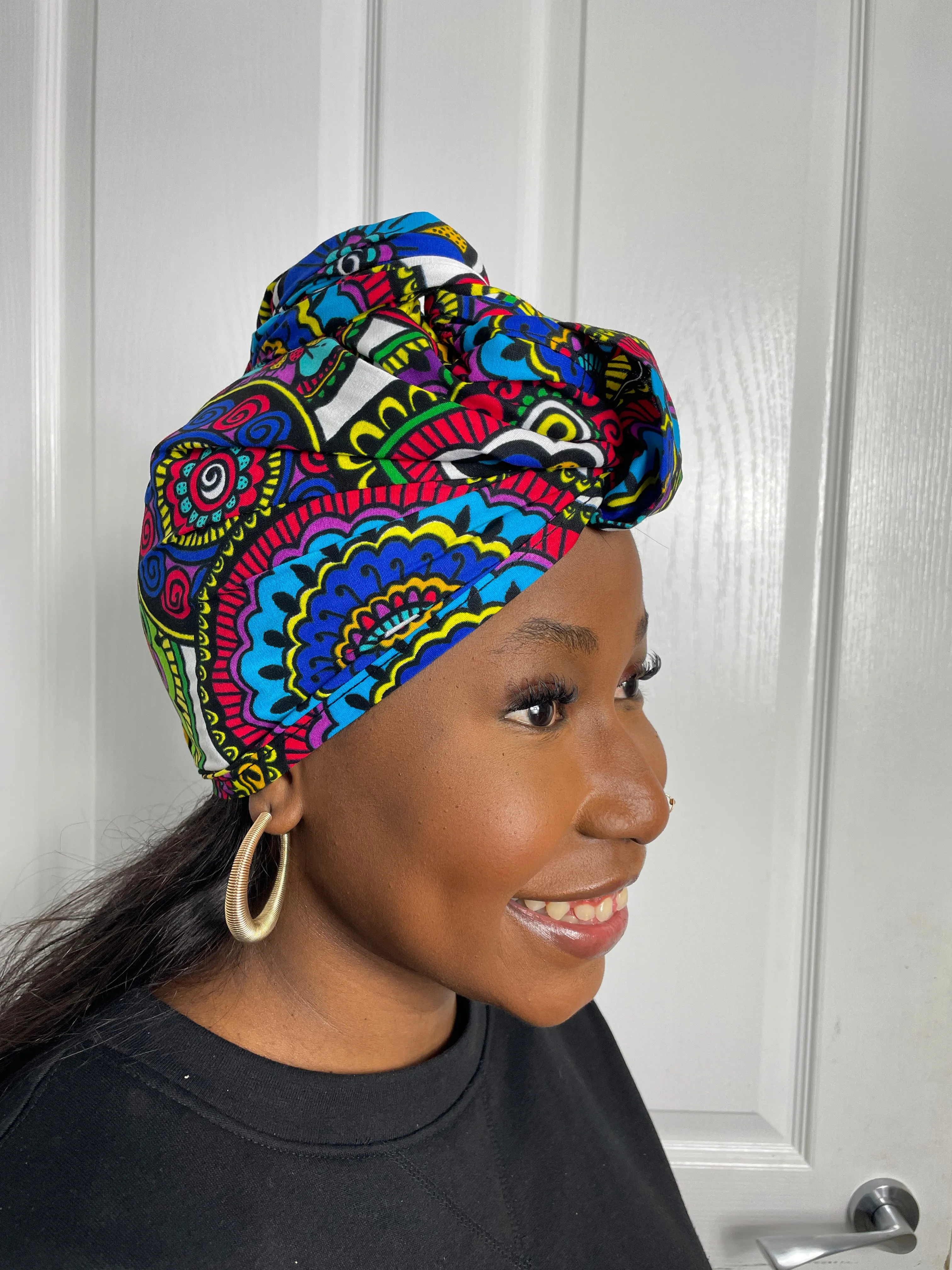 Adiza Blue and Green multicolored Ankara Headwrap/Scarf