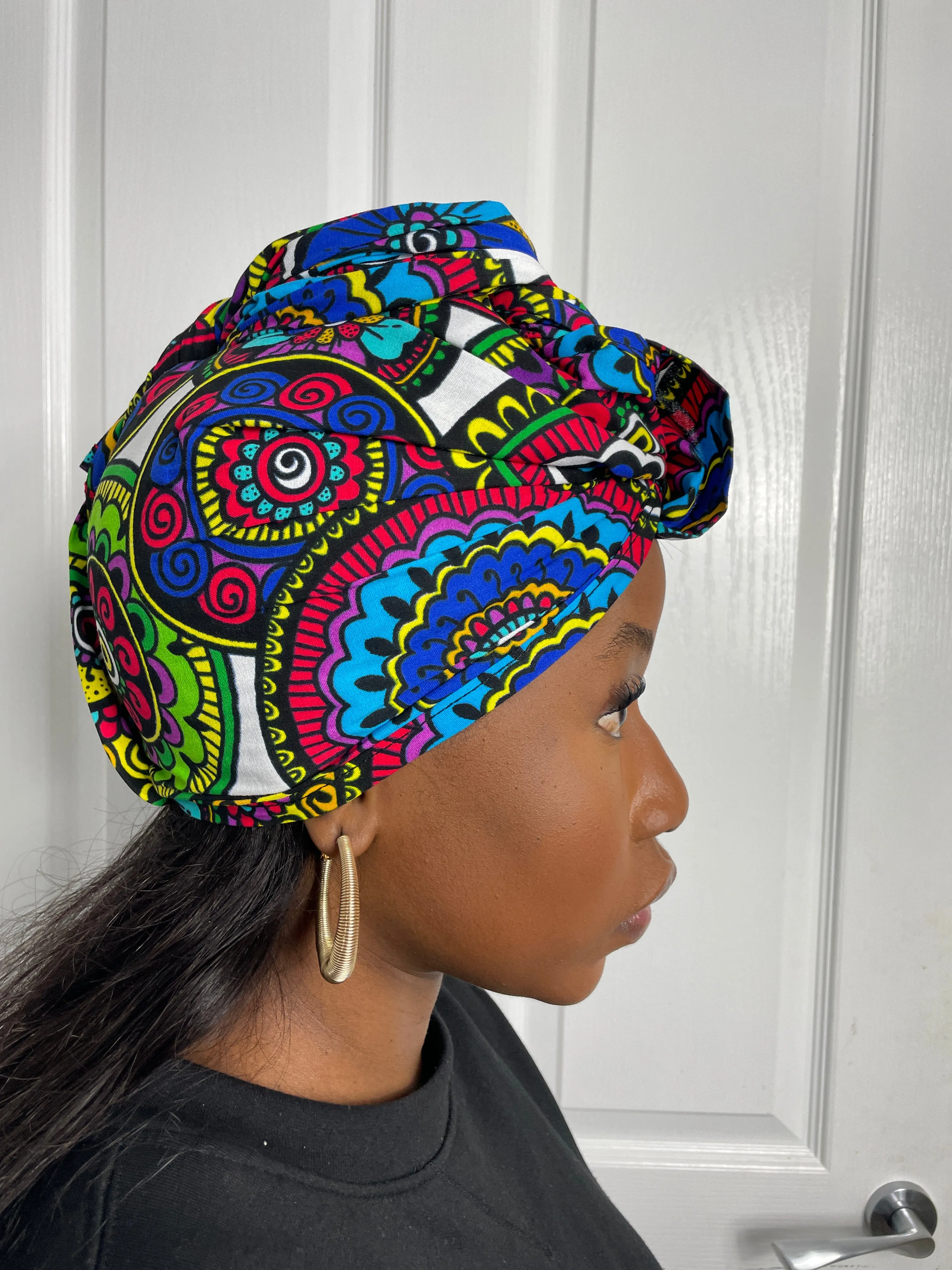 Adiza Blue and Green multicolored Ankara Headwrap/Scarf