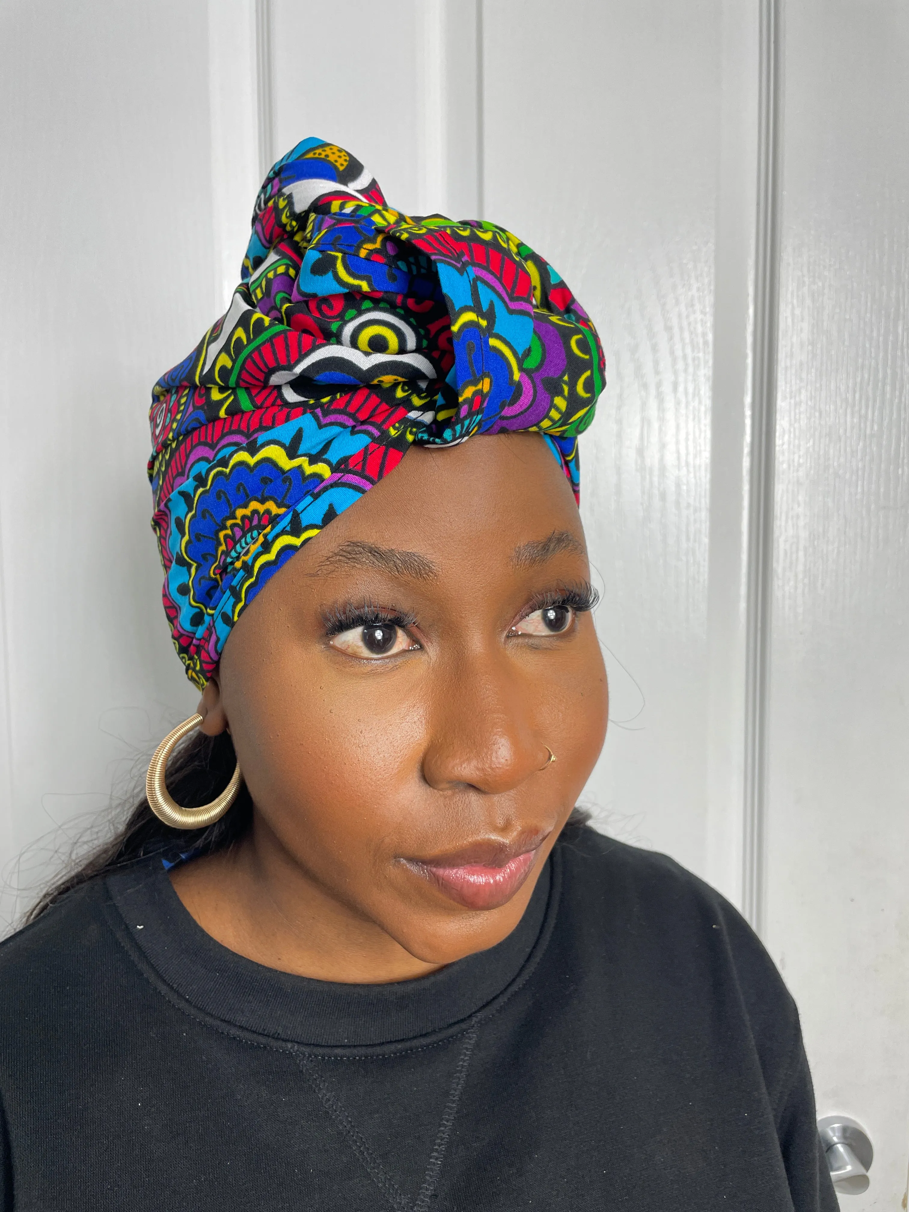 Adiza Blue and Green multicolored Ankara Headwrap/Scarf