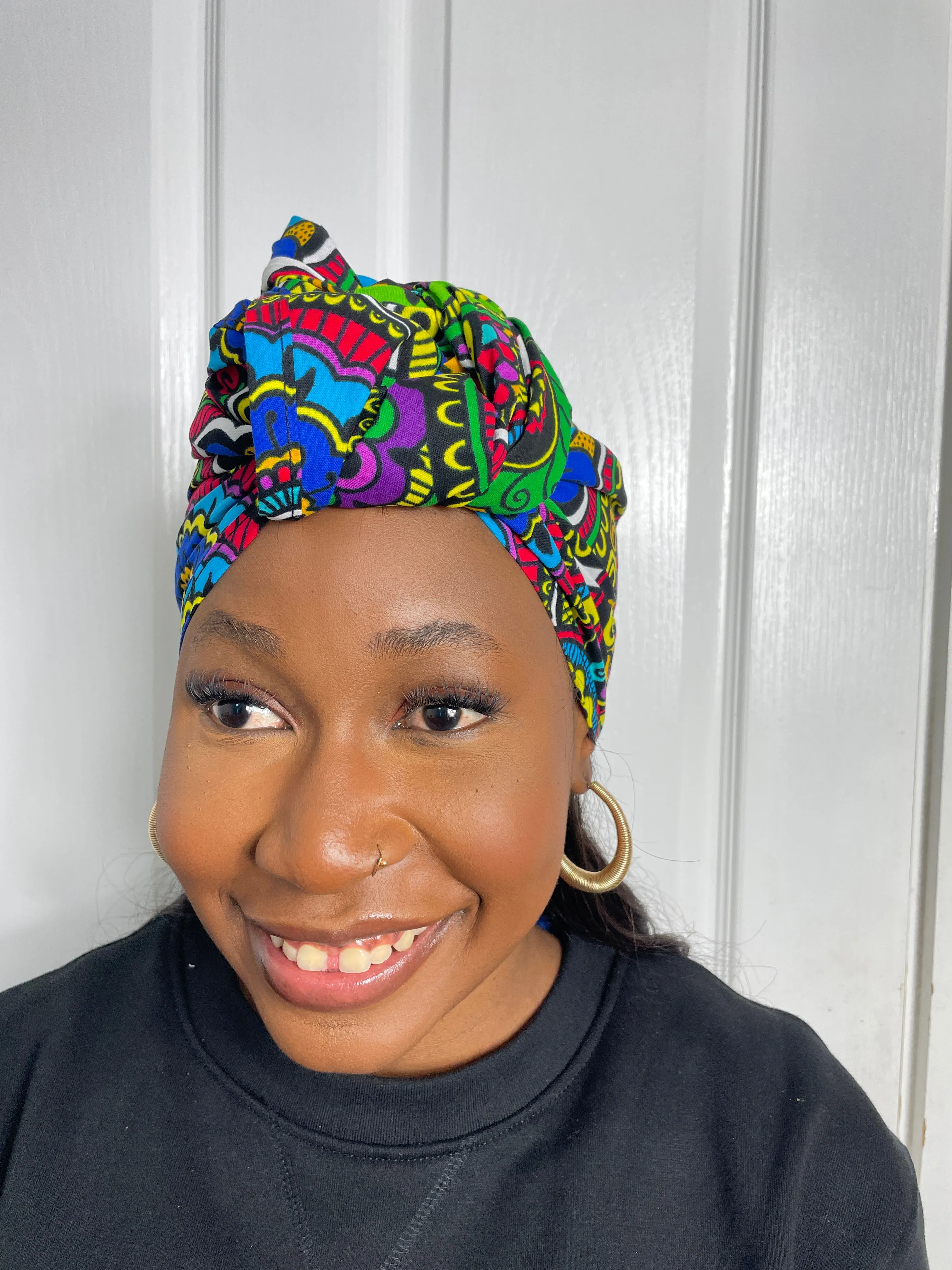 Adiza Blue and Green multicolored Ankara Headwrap/Scarf