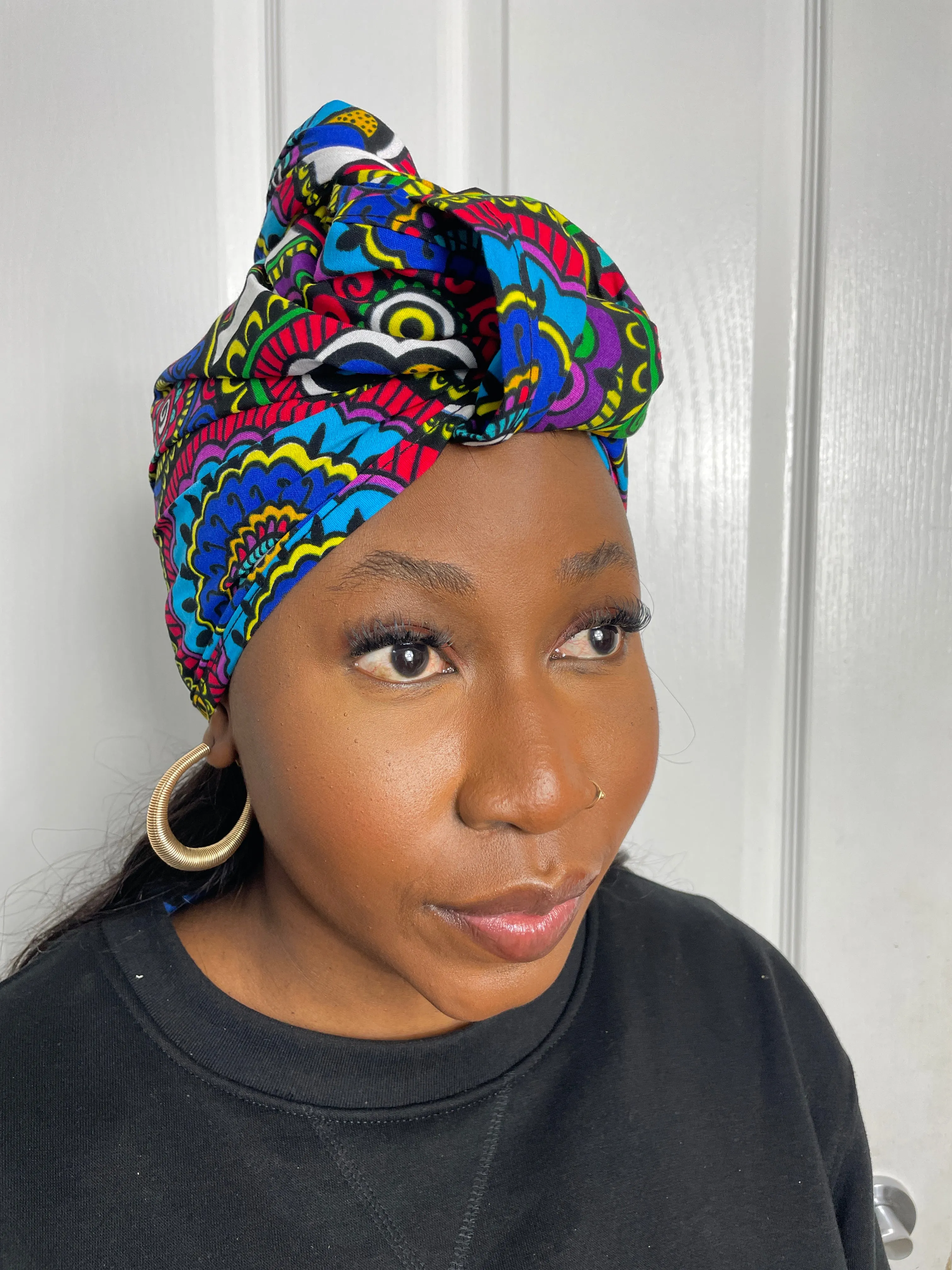 Adiza Blue and Green multicolored Ankara Headwrap/Scarf
