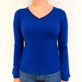 Admiral Blue Cashmere V Neck Jumper Small