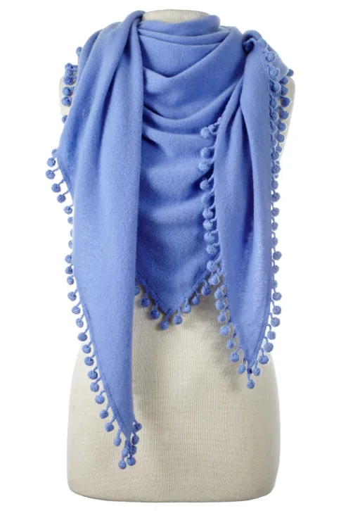 ALPINE CASHMERE POM-POM TRIANGLE WRAP