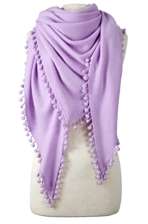 ALPINE CASHMERE POM-POM TRIANGLE WRAP