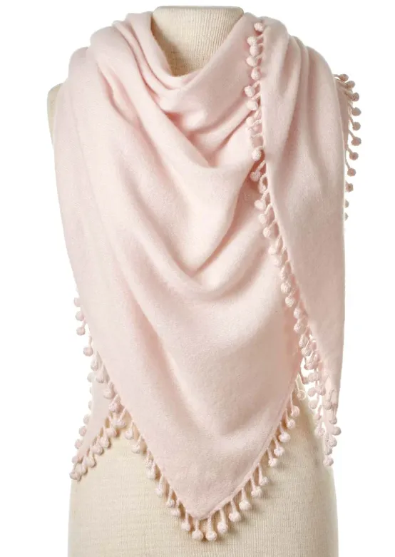 ALPINE CASHMERE POM-POM TRIANGLE WRAP
