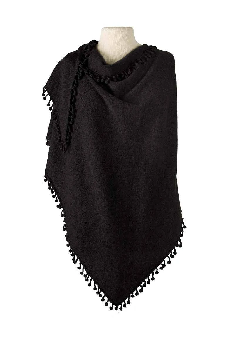 ALPINE CASHMERE POM-POM TRIANGLE WRAP