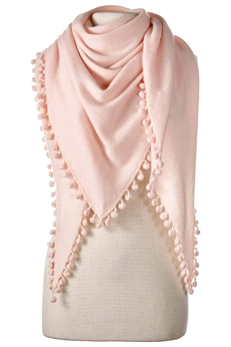 ALPINE CASHMERE POM-POM TRIANGLE WRAP