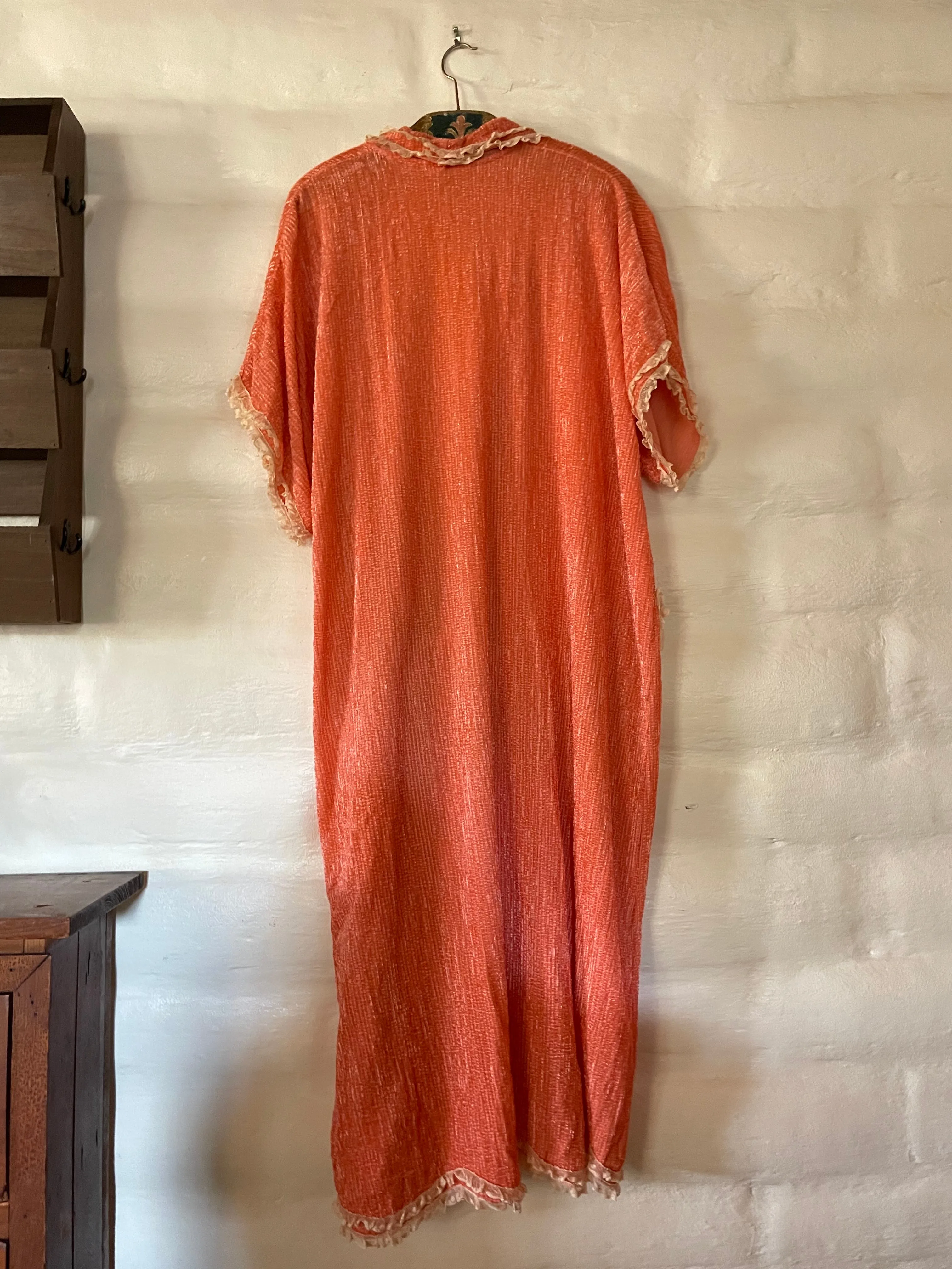 Antique 1920s Coral Chenille Robe