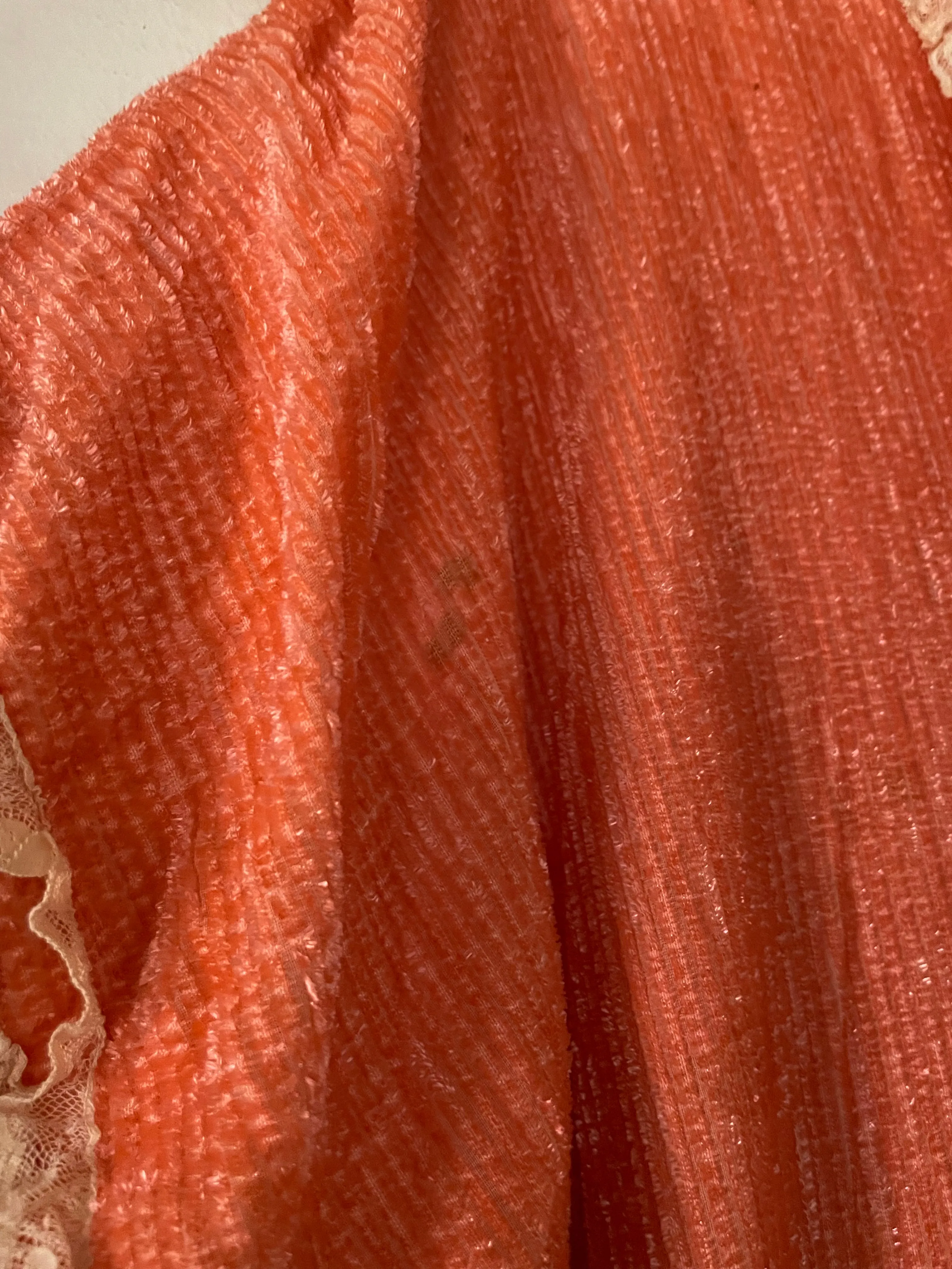 Antique 1920s Coral Chenille Robe