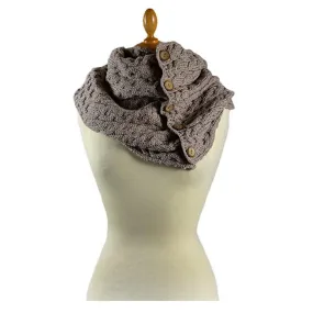 Aran Snood Scarf with Buttons Color Wicker One Size
