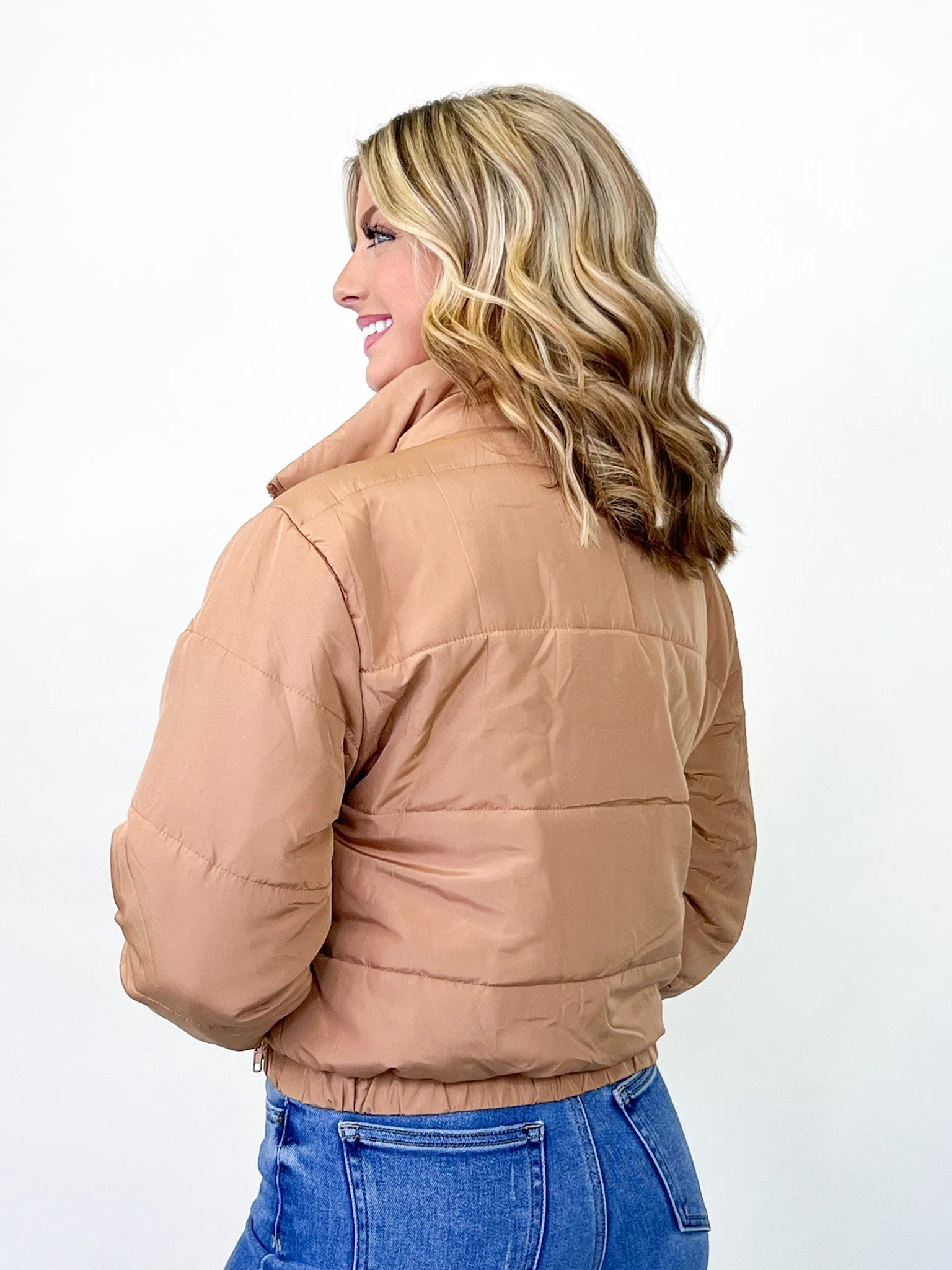 Aria - Long Sleeve Puffer Jacket (Tan)