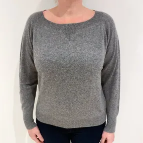 Ash Grey Cashmere Slash Neck Jumper Large