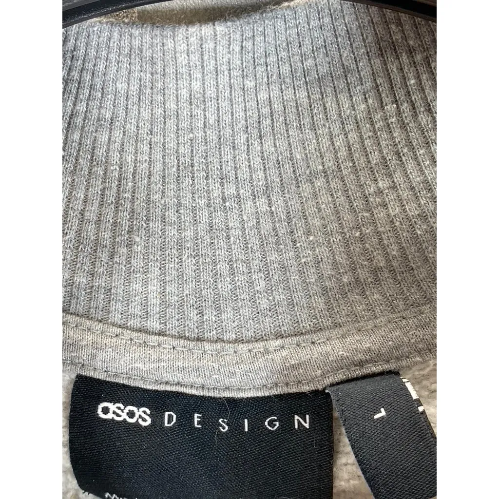 ASOS DESIGN Men's Gray Heather Quarter-Zip Pullover Sweater SZ L