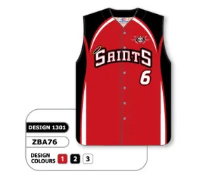 Athletic Knit Custom Sublimated Full Button Sleeveless Softball Jersey Design 1301