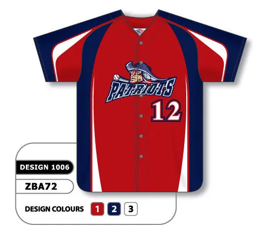 Athletic Knit Custom Sublimated Full Button Softball Jersey Design 1006