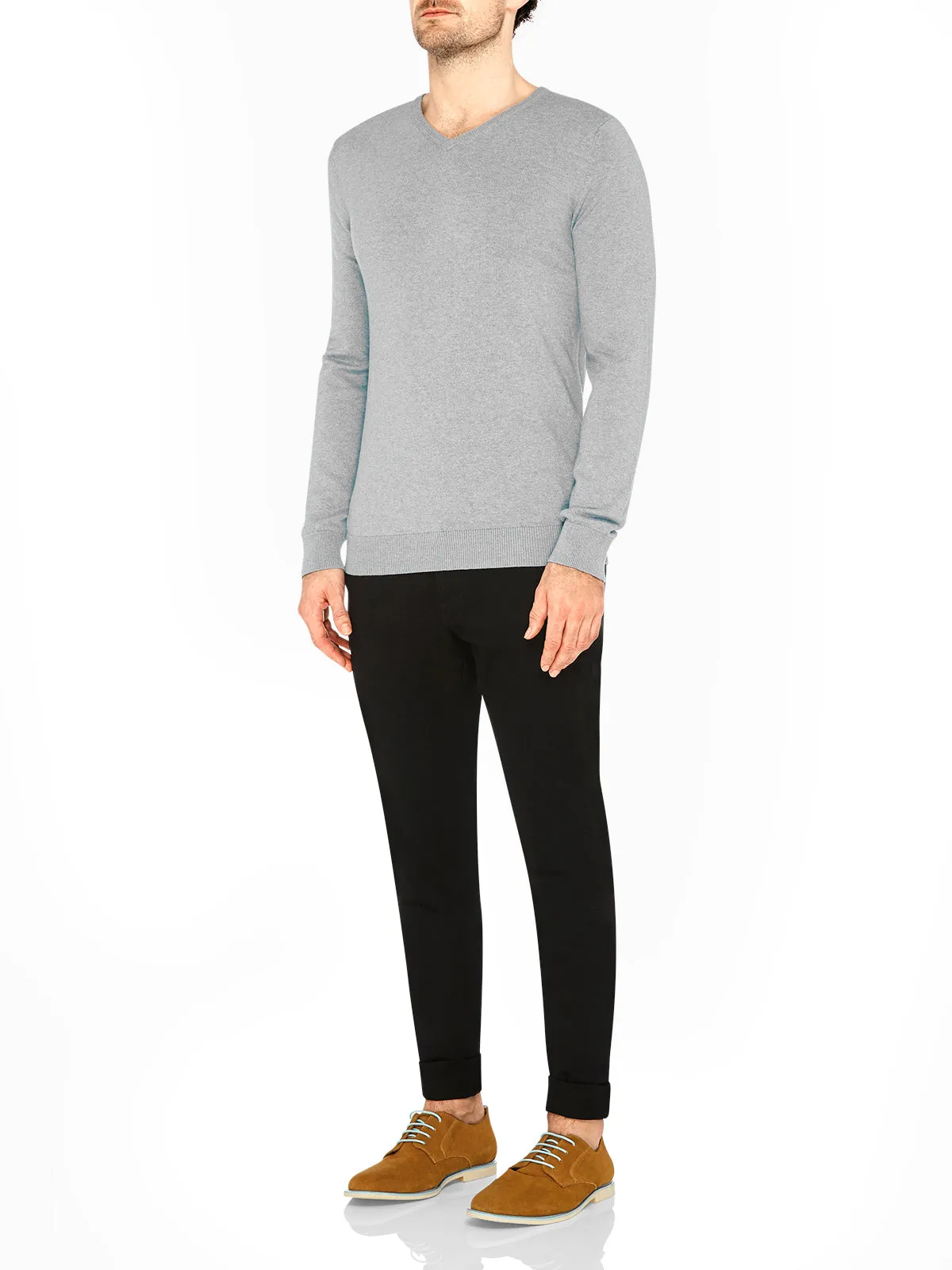 Basic Cotton V-Neck Melange