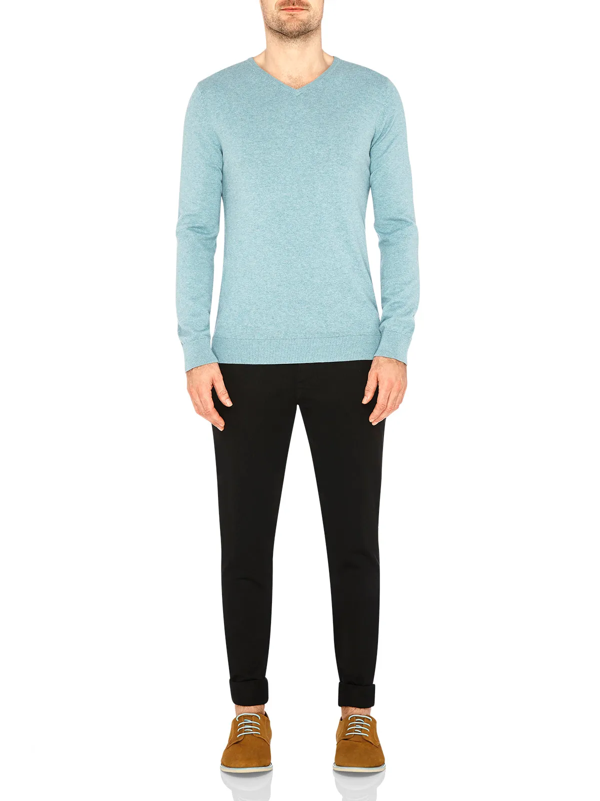 Basic Cotton V-Neck Melange