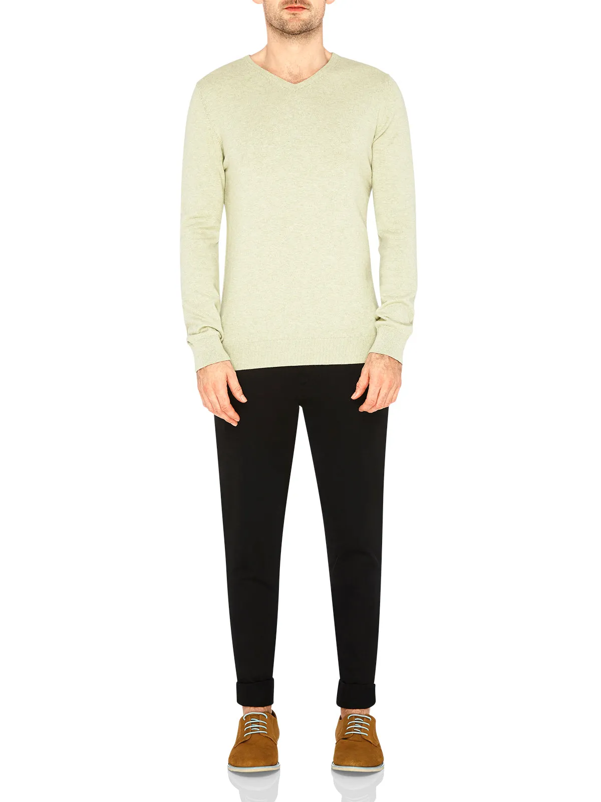 Basic Cotton V-Neck Melange