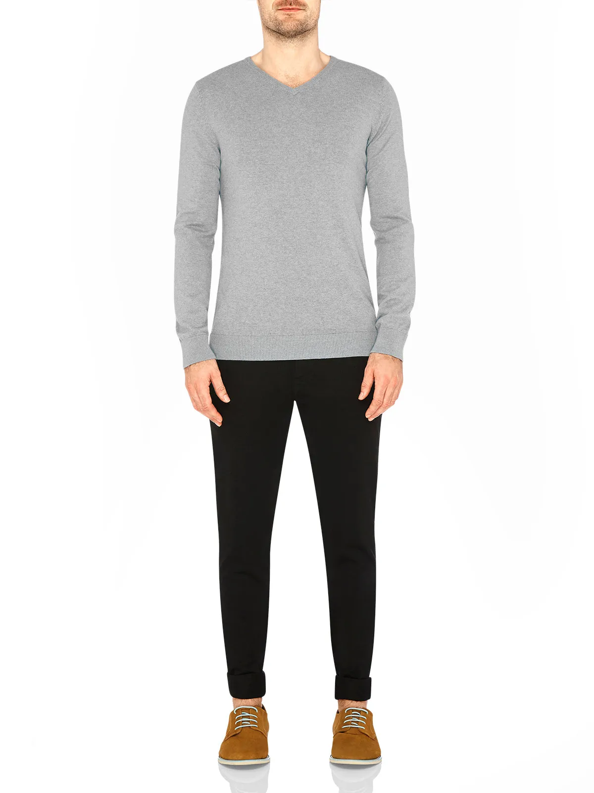 Basic Cotton V-Neck Melange