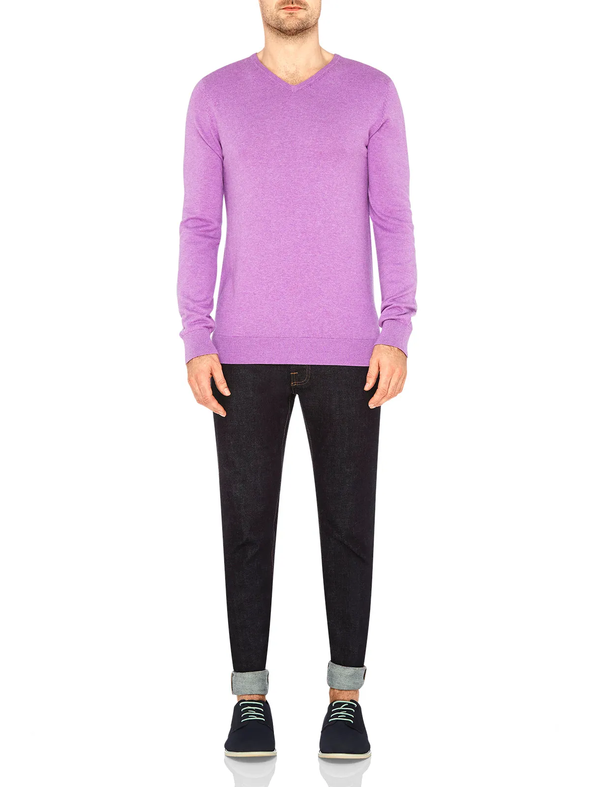 Basic Cotton V-Neck Melange