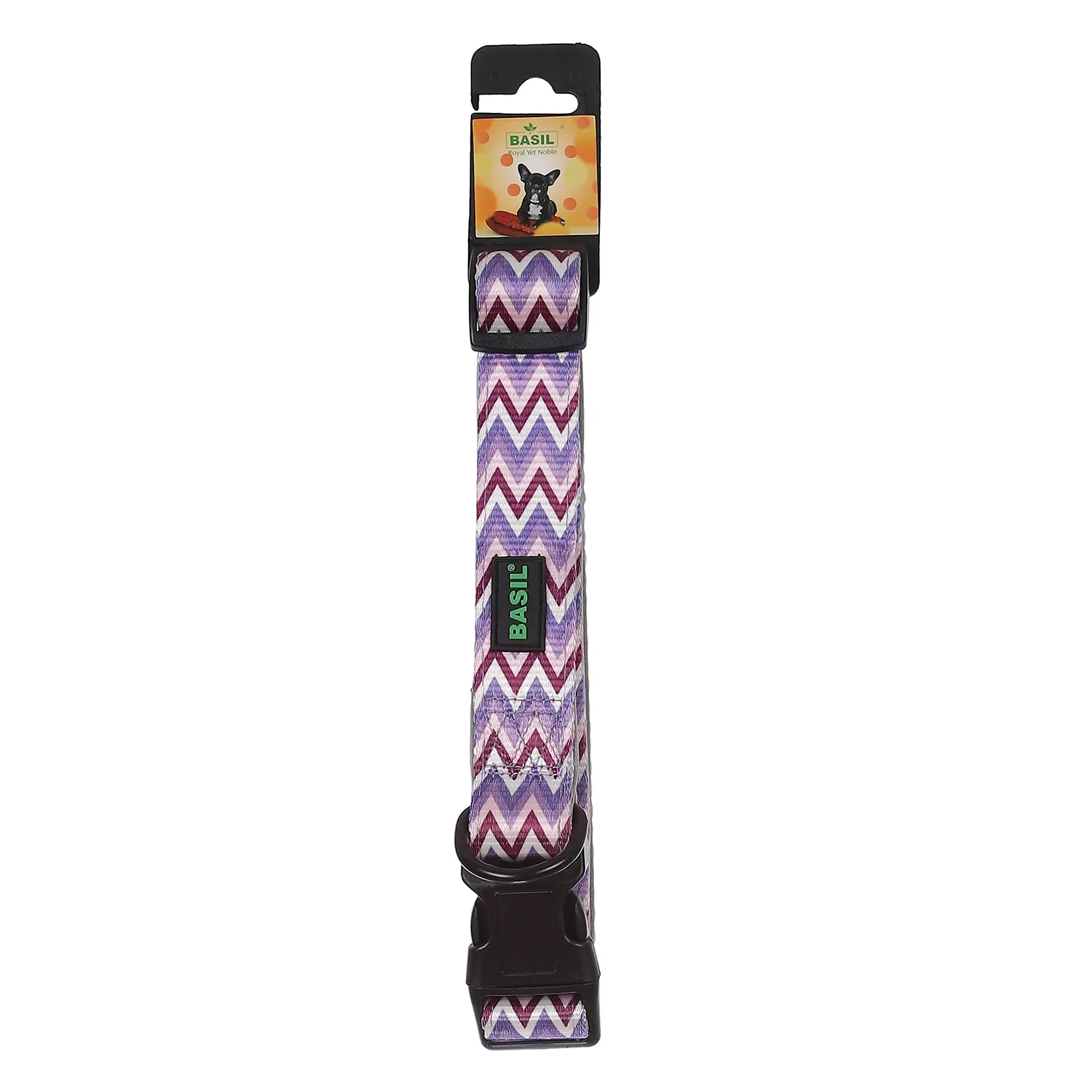 BASIL Padded Adjustable Pet Collar, 4 Ft Leash & Harness (Zig Zag, Purple)