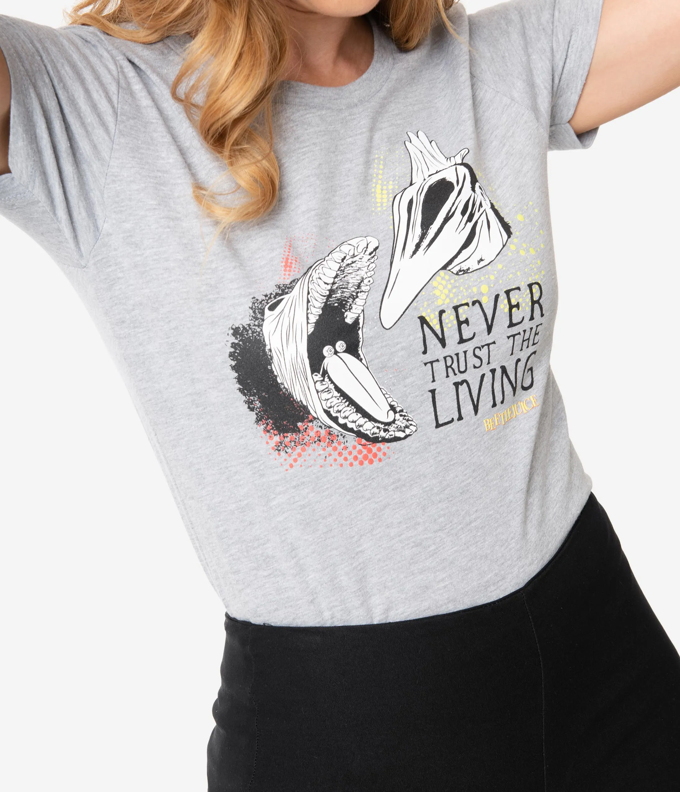 Beetlejuice x Unique Vintage Never Trust The Living Womens Tee