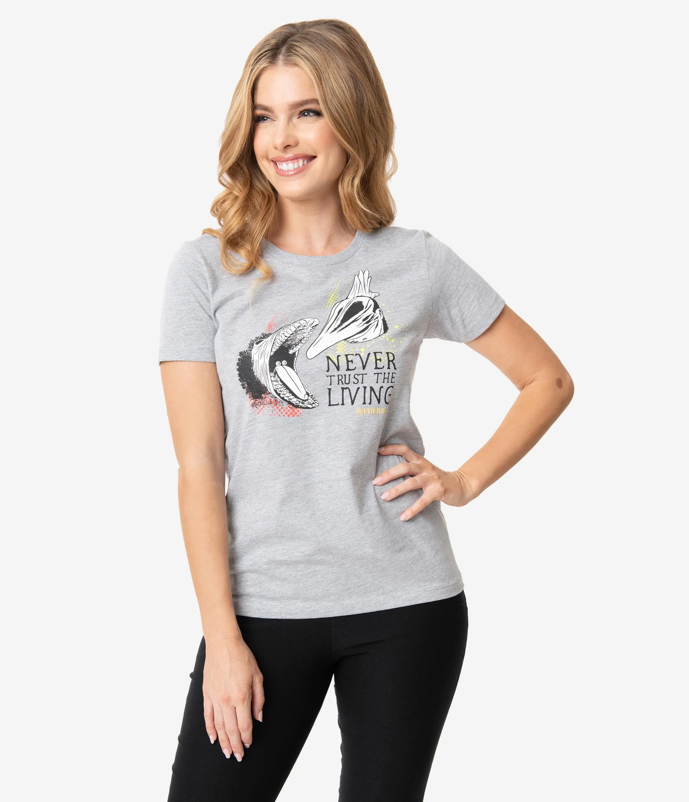 Beetlejuice x Unique Vintage Never Trust The Living Womens Tee