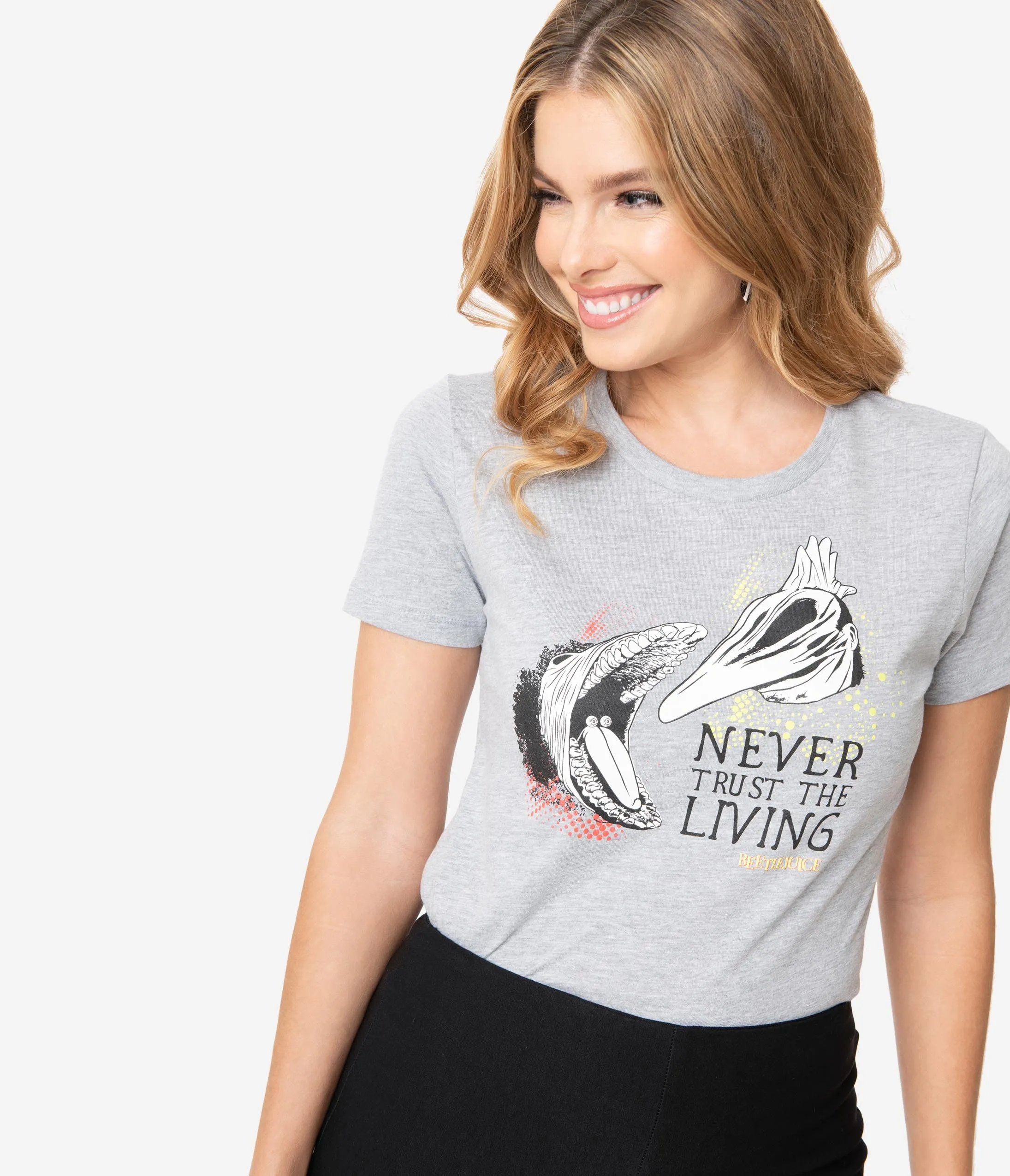 Beetlejuice x Unique Vintage Never Trust The Living Womens Tee