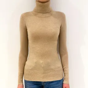 Beige Cashmere Polo Neck Jumper Extra Extra Small