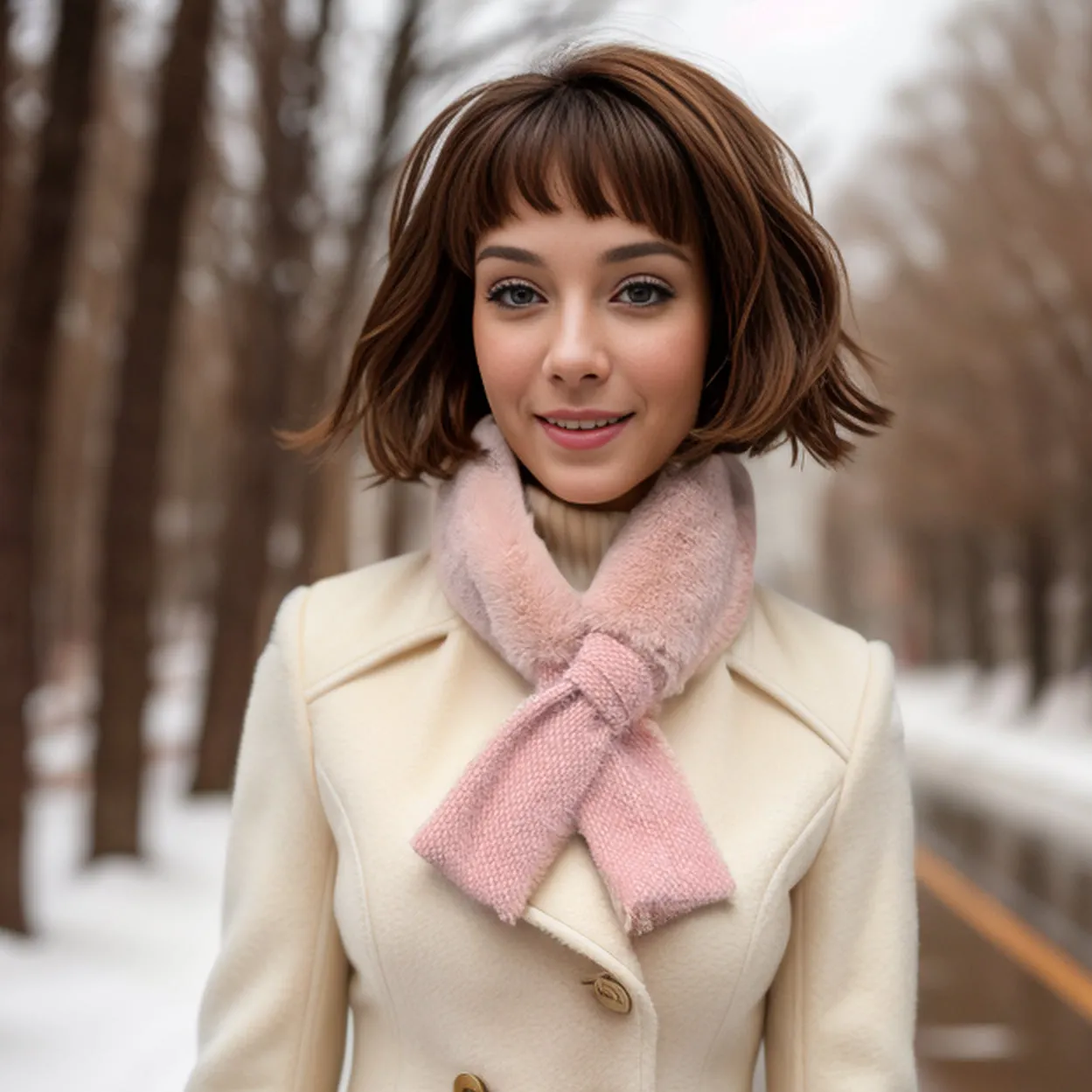 Bela Bela - Faux Fur Collar/Scarf with Mottled Tie - Pink