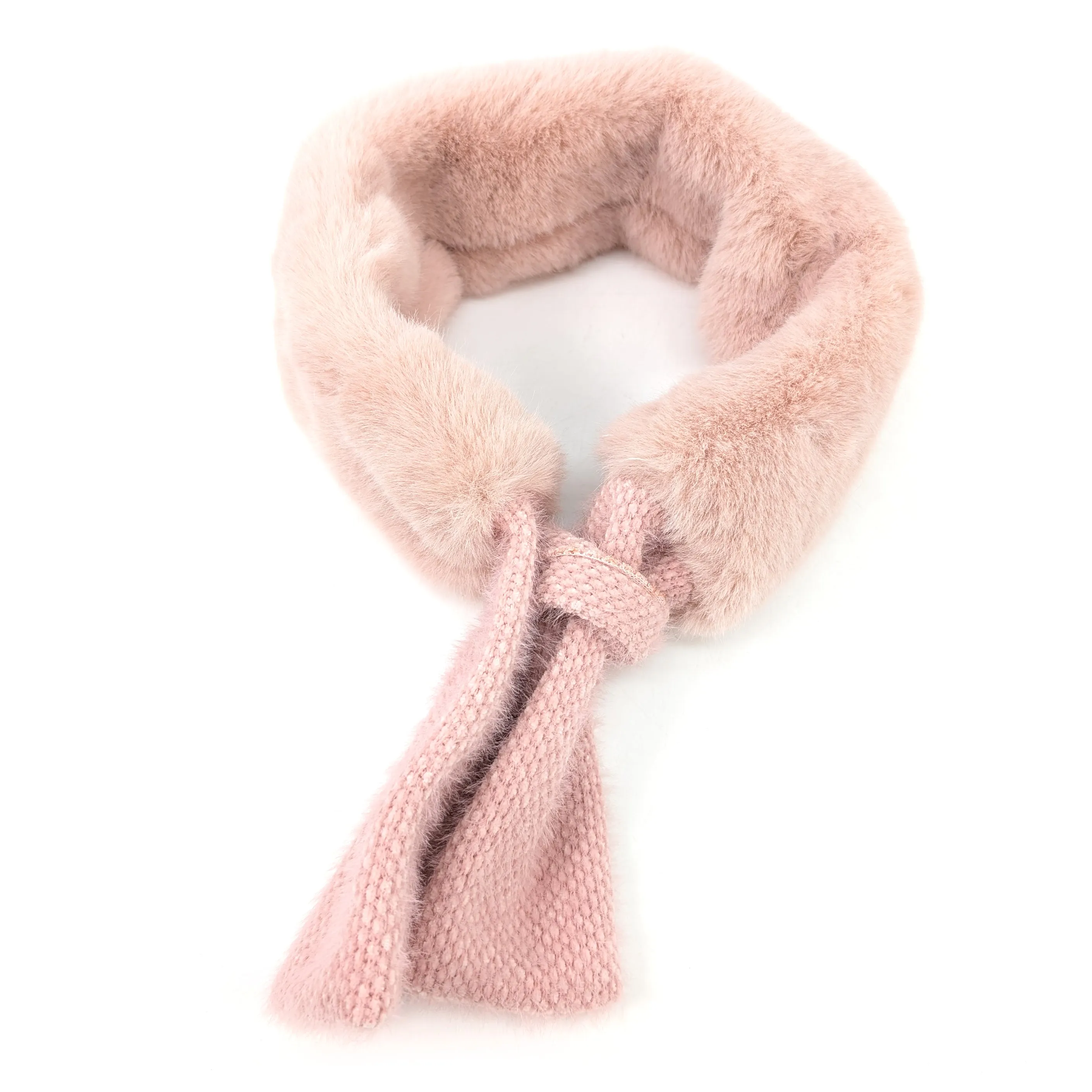 Bela Bela - Faux Fur Collar/Scarf with Mottled Tie - Pink