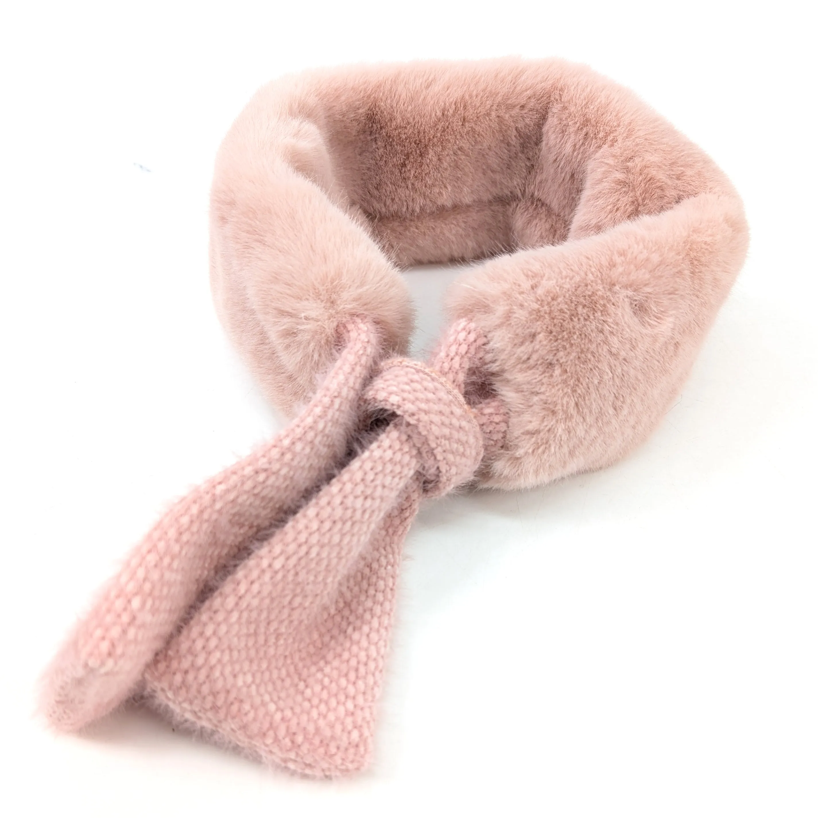 Bela Bela - Faux Fur Collar/Scarf with Mottled Tie - Pink