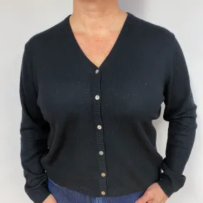 Black Cashmere V-Neck Cardigan Large