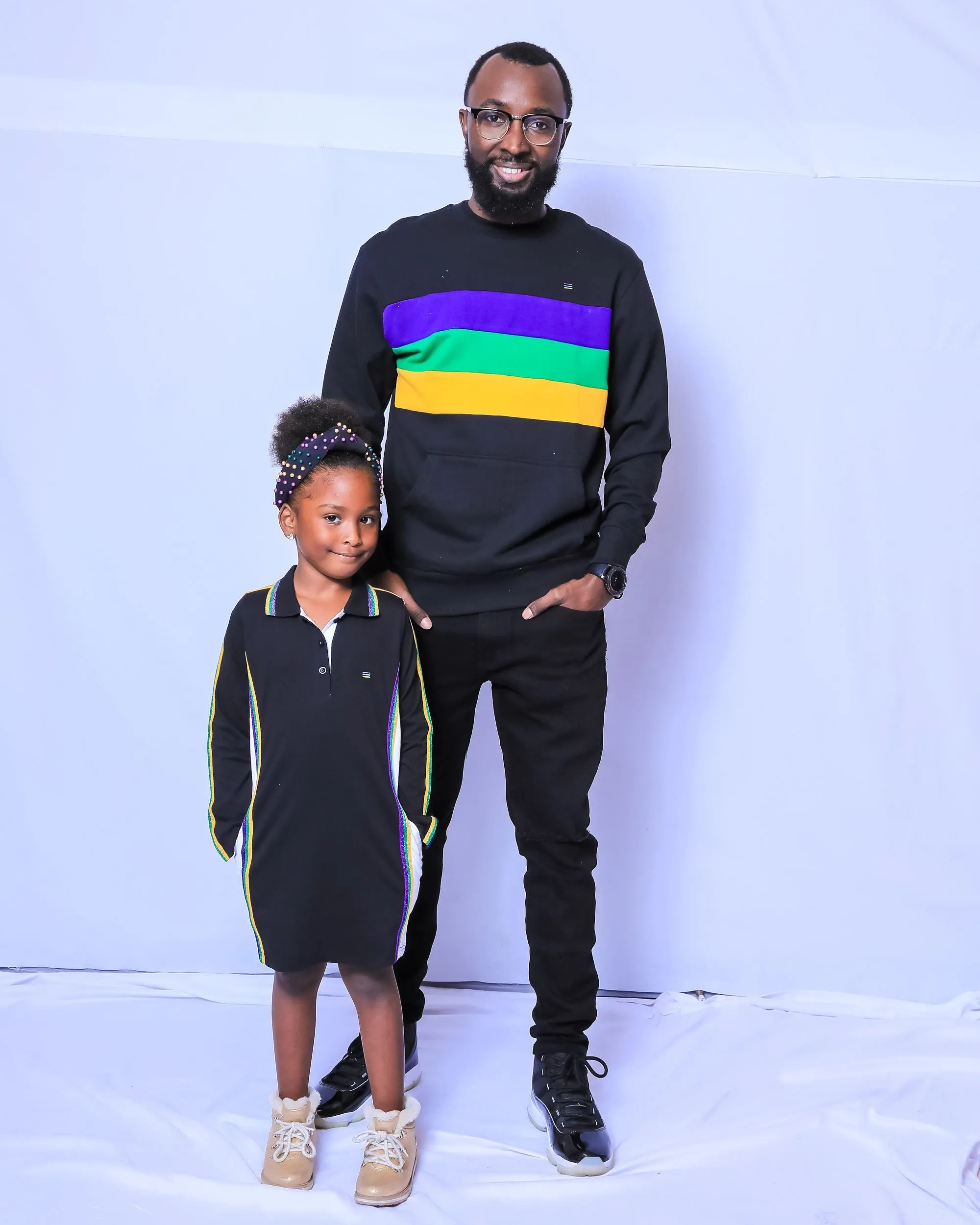 Black Chest Stripe Adult Pullover Crewneck Sweatshirt