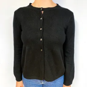 Black Empire-Line Cashmere Crew Neck Cardigan Small