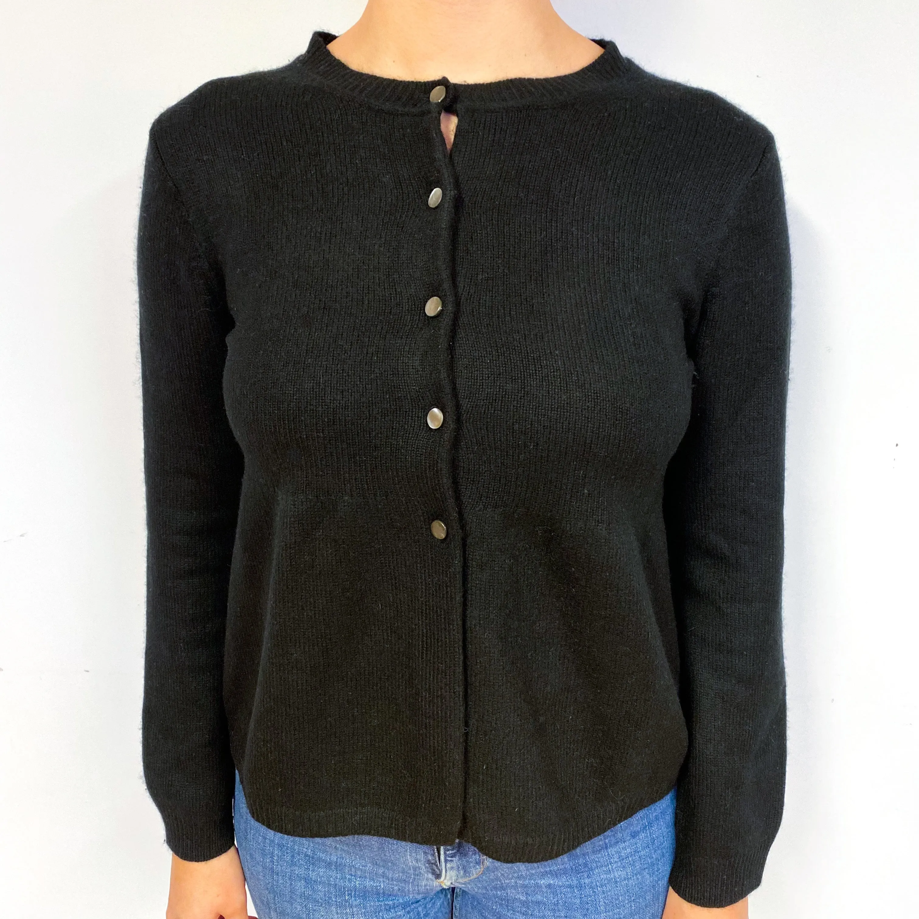 Black Empire-Line Cashmere Crew Neck Cardigan Small