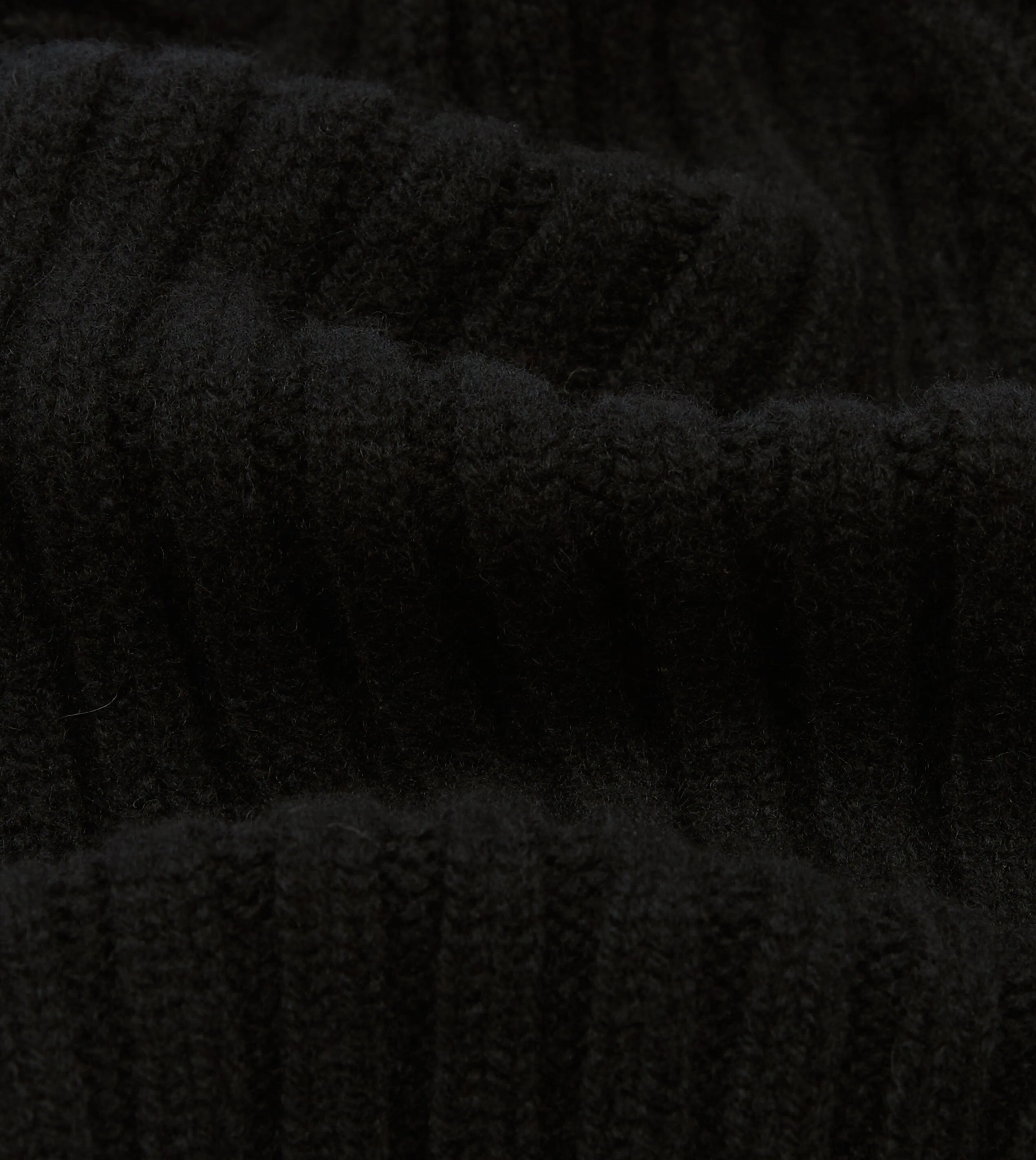 Black Lambswool Ribbed Knit Cap